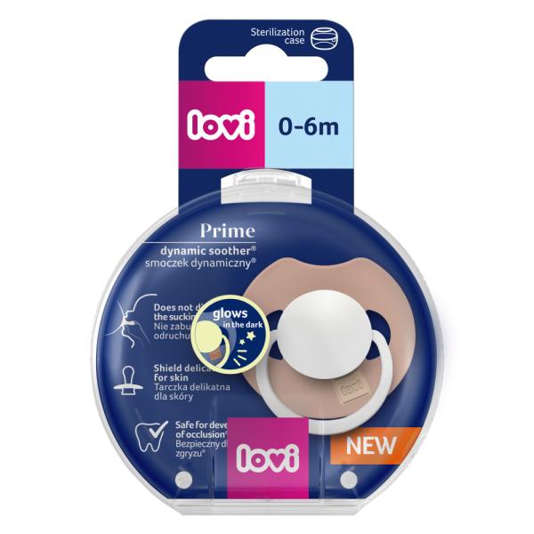 LOVI Dudlík svítící silikonový dynamický Prime 0-6m 1ks Blush