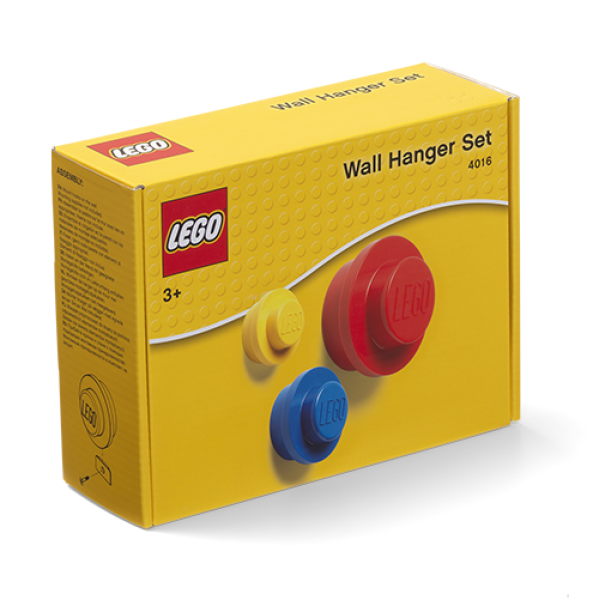 LEGO® věšák na zeď, 3 ks – žlutá, modrá, červená
