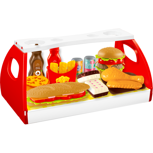 Set fast food - hamburger e baguette con contorni