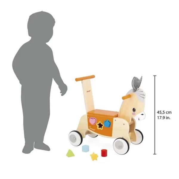 Janod Farm Dřevěné odrážedlo a chodítko Oslík