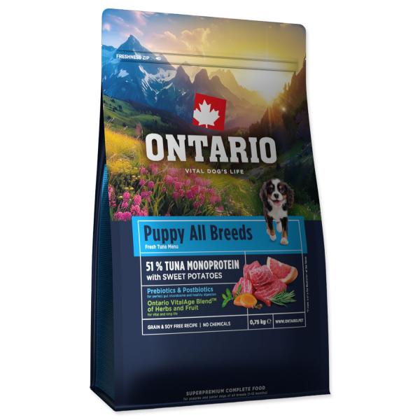 Krmivo Ontario Puppy & Junior All Breeds Monoprotein Turkey & Sweet Potatoes 0,75kg (obrázek 5)