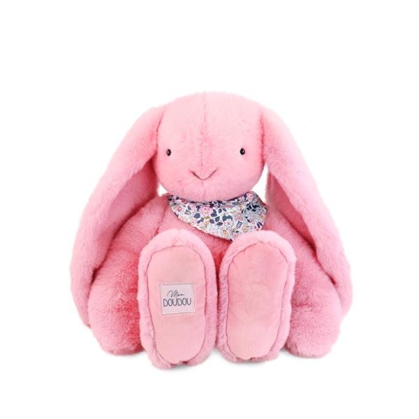 Doudou Plyšový králik XXL so šatkou ružový 50 cm
