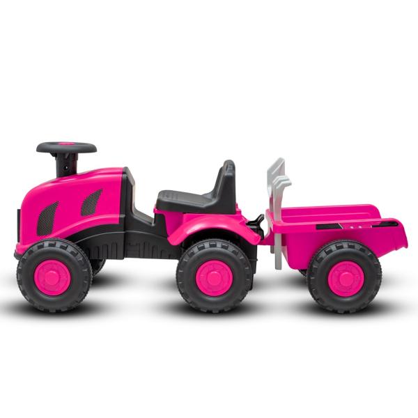 Dětské odrážedlo traktor s vlečkou a nářadím Baby Mix Benny růžové