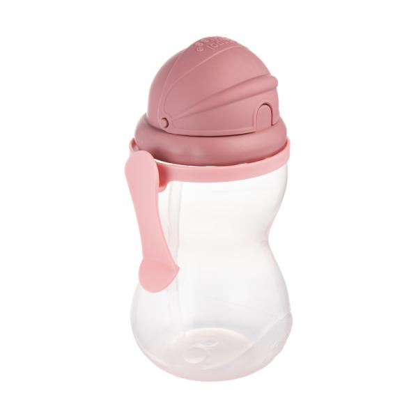 CANPOL BABIES Fľaša športová so silikónovou slamkou 370ml 12m+ ružová