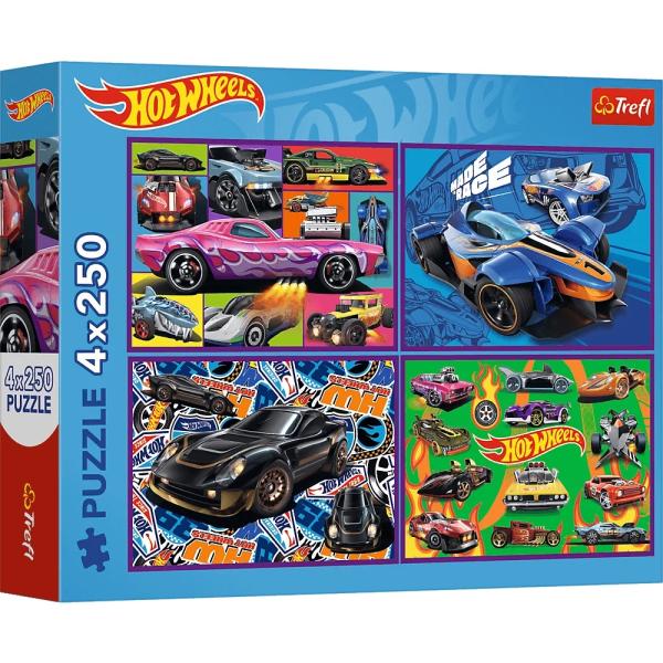 Trefl Puzzle Hot Wheels 4 x 250 dílků Závodní auta