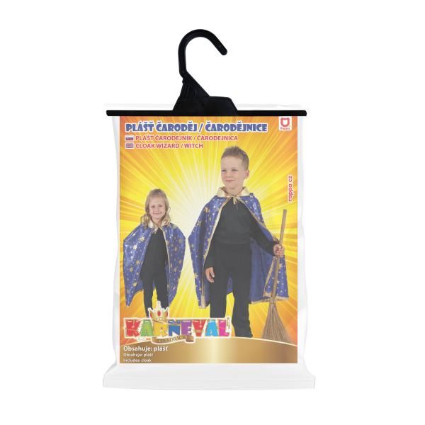 Dětský kouzelnický modrý plášť s hvězdami čarodějnice