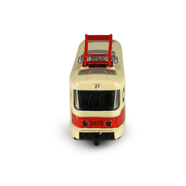 Kovová česká retro tramvaj červená 16 cm se světlem a zvukem (obrázek 4)