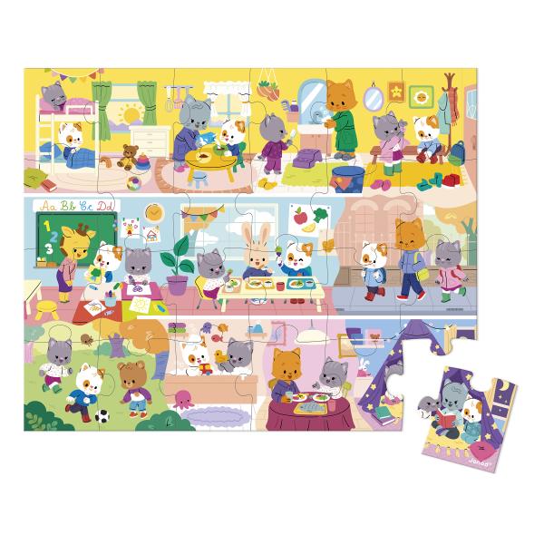 Janod Puzzle v kufříku Můj den 24 ks