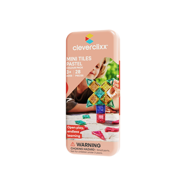 Cleverclixx Juego de construcción magnético Mini Tiles Pack Pastel – 28 piezas