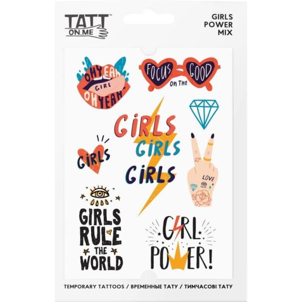 TATTonMe Voděodolné dočasné tetovačky pro dívky Girls Power mix