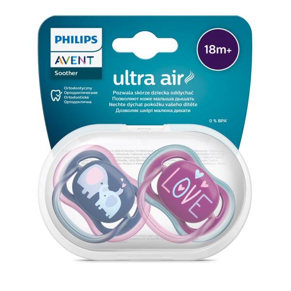Philips AVENT Dudlík Ultra air 18m+ holka (slon) 2ks