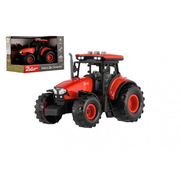 Traktor Zetor plast 9x14cm na setrvačník na bat. se světlem se zvukem