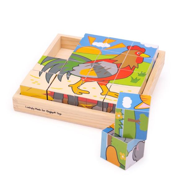 Bigjigs Toys Obrázkové kostky farma (obrázek 3)