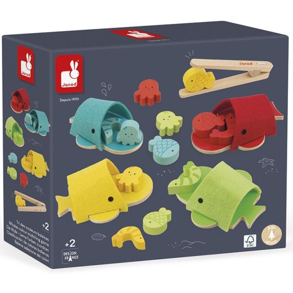 Janod Montessori hračka na třídění Velryby