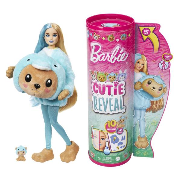 Barbie Cutie reveal v kostýmu - medvídek v modrém kostýmu delfína