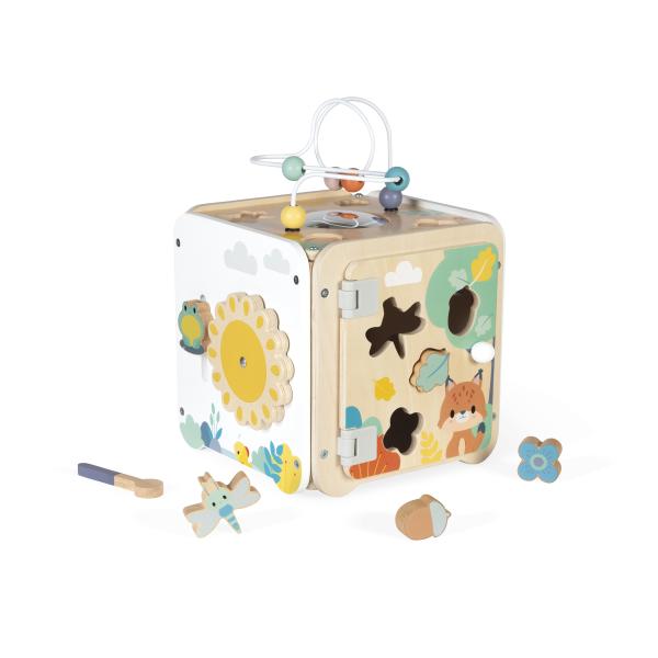 Janod Pure Drevená motorická kocka s aktivitami