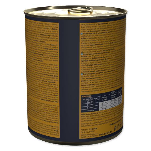 Konzerva Ontario Puppy kuřecí paté s příchutí spiruliny 800g (obrázek 5)