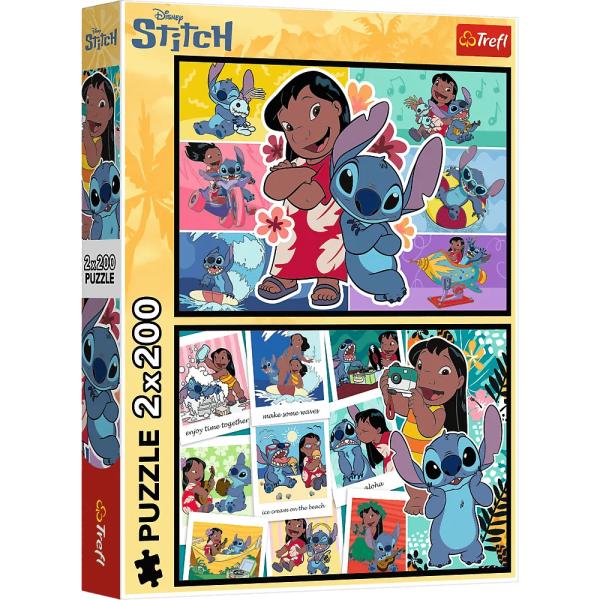 Trefl Puzzle 2 x 200 Stitch - Veselý život Stitche