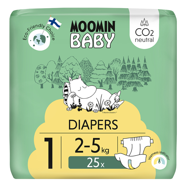 Moomin Baby 1 Newborn 2–5 kg (25 ks), eko plenky