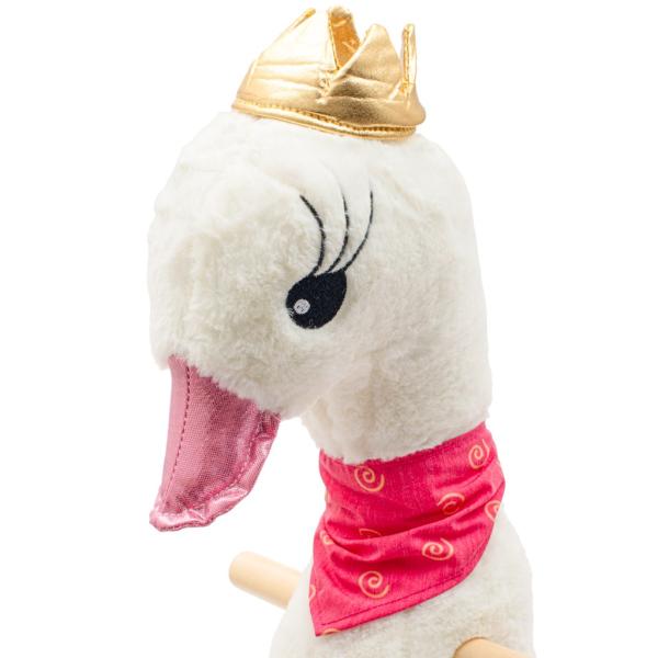 Houpací hračka s kolečky a melodií Baby Mix Labuť bílá