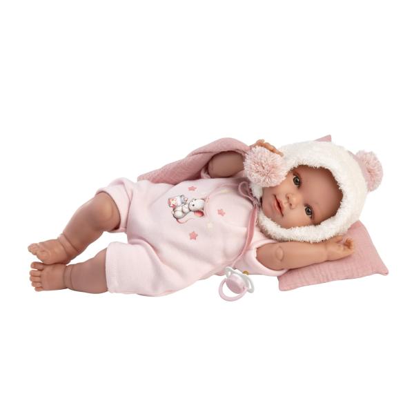Llorens 63802 NEW BORN - realistická panenka miminko se zvuky a měkkým látkovým tělem (obrázek 4)