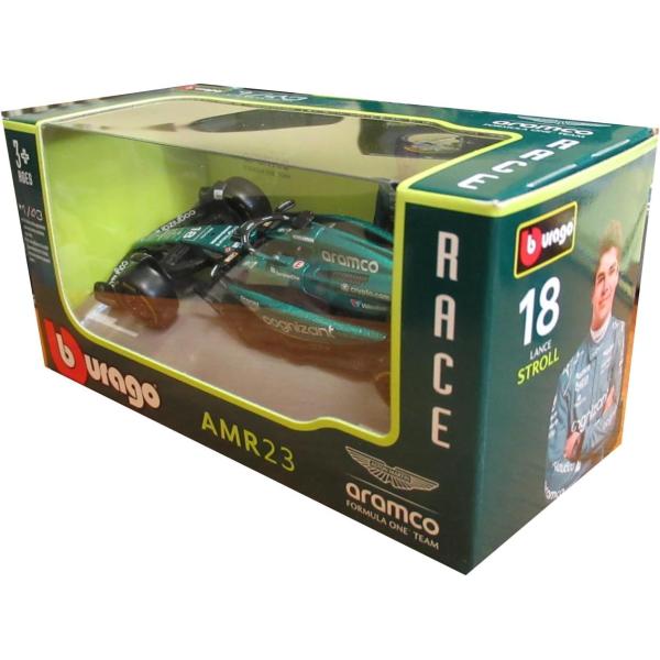 Bburago 1:43 RACE Formula F1 – Aston Martin AMR23 (2023) #18 Lance Stroll s řidičem