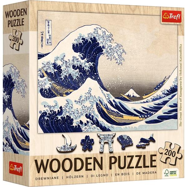 Trefl Dřevěné puzzle Hokusai Katsushika: Velká vlna u Kanagawy 200 Art Collection