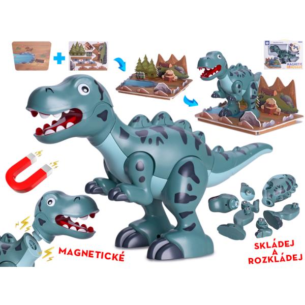 Dinosaurus T-Rex 28cm magnetický s doplnkami 2ks