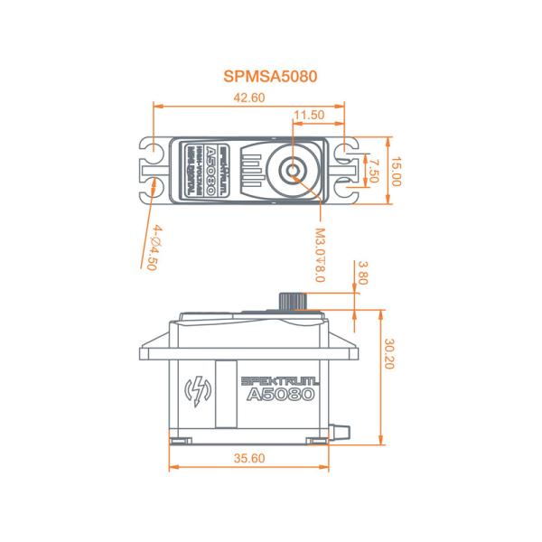 Spektrum servo A5080 9.4kg.cm 0.094s/60° MT/HS Min (obrázek 5)
