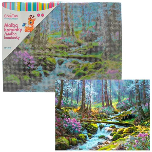 Diamantové malování - Lesní potůček 30 x 40 cm