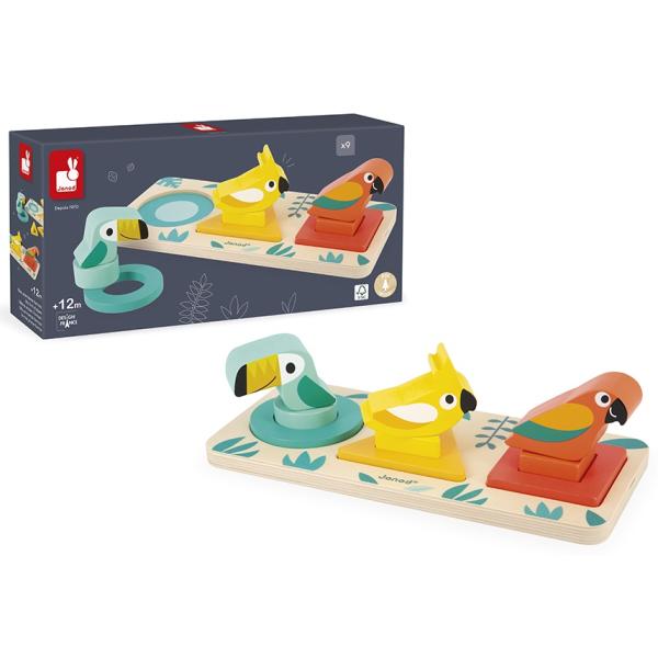 Janod Dřevěná vkládačka Ptáci Tropik (obrázek 6)