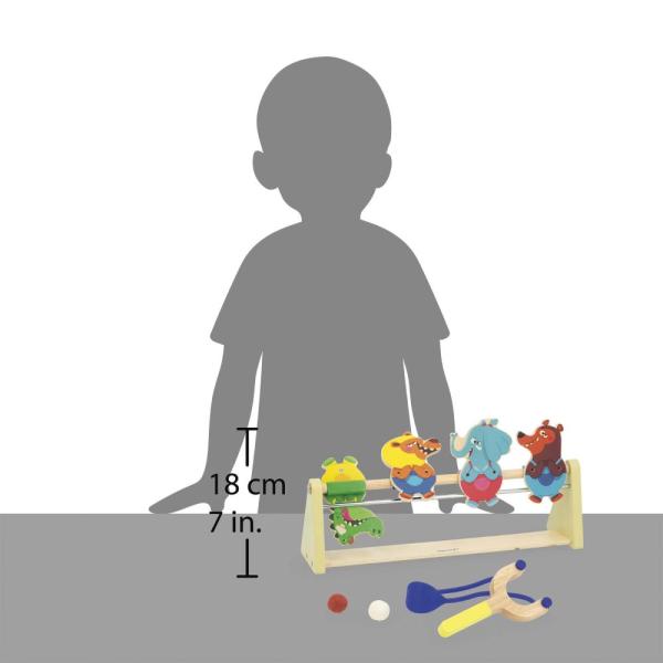 Janod Applepop Dřevěná stolní hra pro děti Střelba prakem