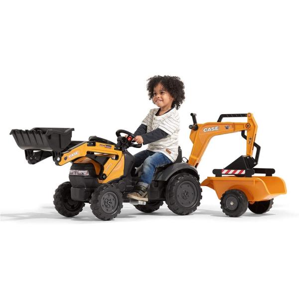 Falk Šlapací traktor 967N Case CE s nakladačem, rypadlem a vlečkou