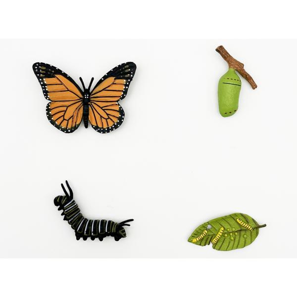 Figurka Motýl Monarch stěhovavý 4 vývojové fáze 8 cm