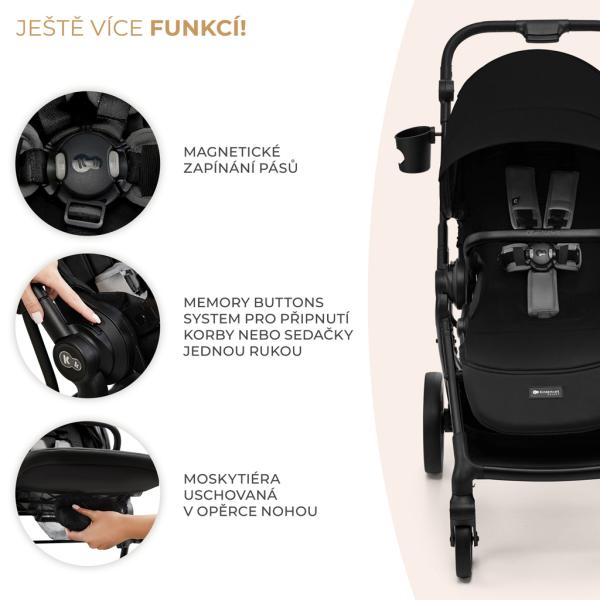 KINDERKRAFT SELECT Kočárek kombinovaný Yoxi 2v1 Pure Black (obrázek 10)