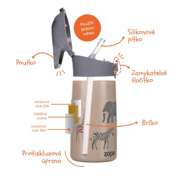 Termoska na pití se slámkou 400 ml, Mountains