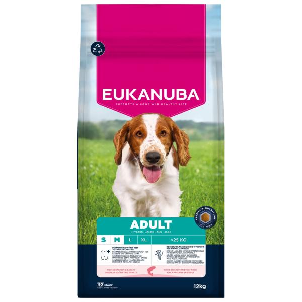 Krmivo EUKANUBA Adult Small and Medium bohaté na lososa a ječmen 12 kg