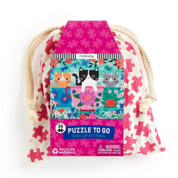 Mudpuppy Puzzle Koťátka v hrnečku na čaj v látkovém sáčku 36 dílků (obrázek 5)