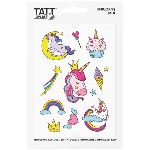 TATTonMe Tatuaggi temporanei impermeabili per bambini Mix di unicorni