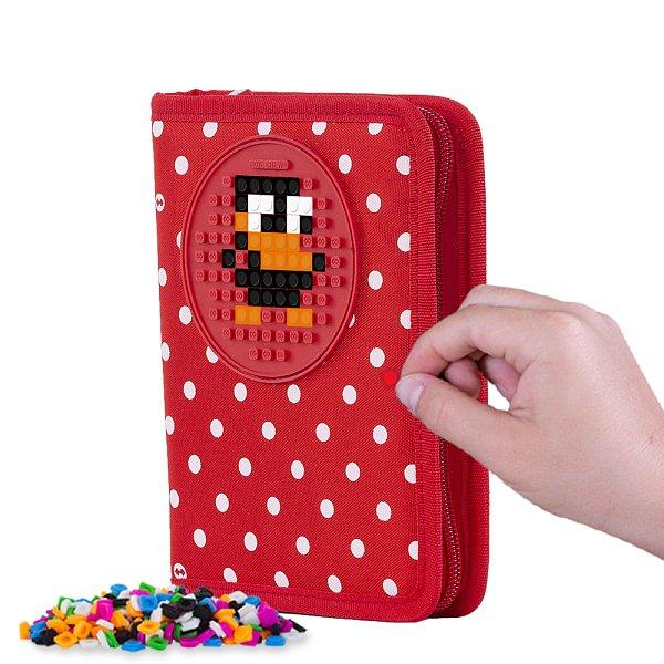 PIXIE CREW školní pouzdro červené látky s bílými puntíky