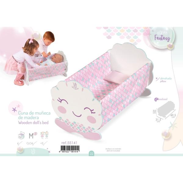 DeCuevas 55141 Dřevěná kolébka pro panenky s doplňky Ocean Fantasy 2021