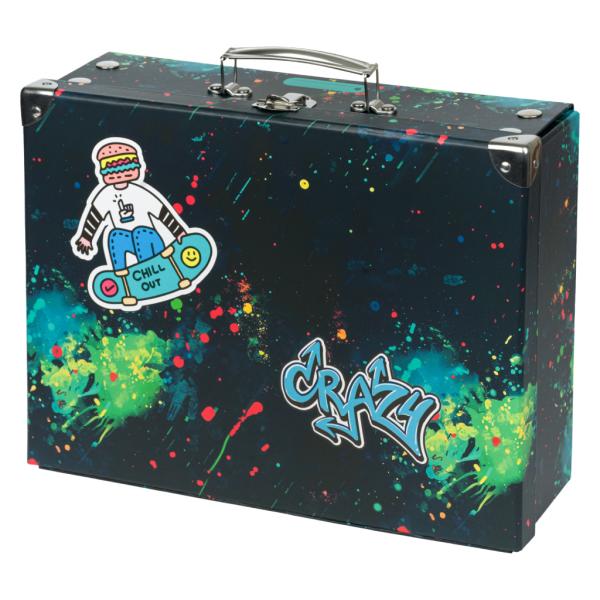 Baagl Valigia Per Bambini Per Giocattoli E Forniture Scolastiche, Valigetta Di Cartone, Valigetta Giocattolo, Valigetta Pieghevole, Custodia Pieghevole Con Manico In Metallo, Chill, 32,5 X 26 X 10,5-image