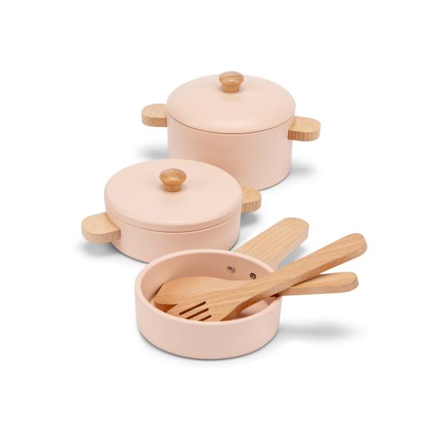 Woet Sada detského dreveného riadu - ružová