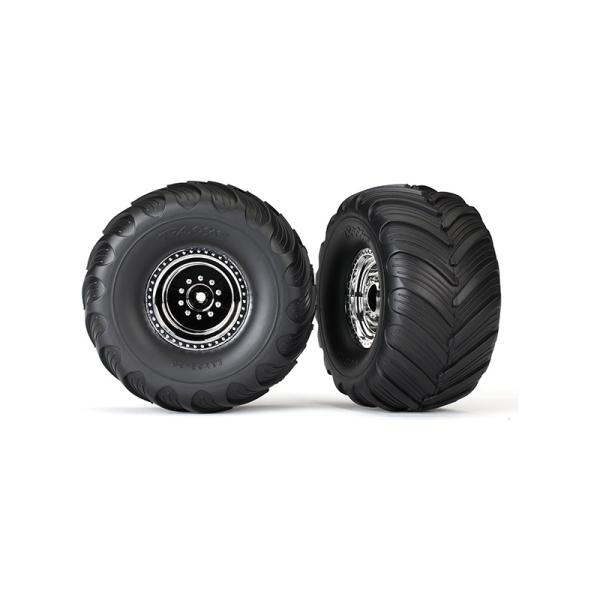 Traxxas kolo 3.0/2.0", disk chrom, pneu Terra Groove (2)