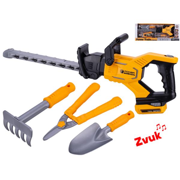 Nůžky na živý plot 57cm na baterie se zvukem a doplňky 3ks