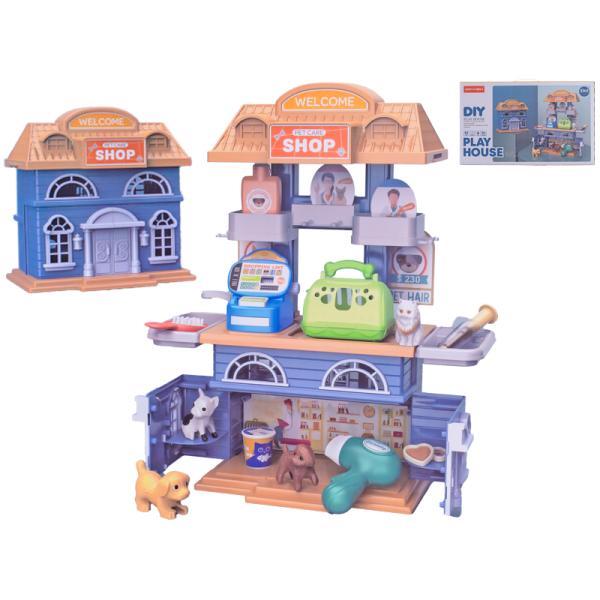 Zvířecí domeček/obchod s doplňky 33ks