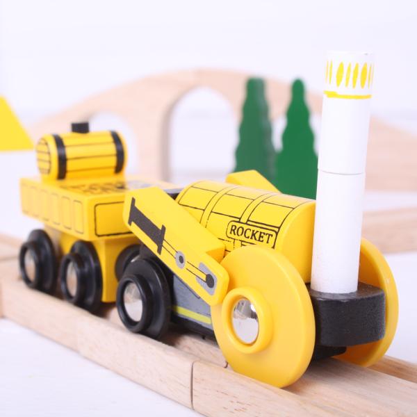 Bigjigs Rail Replika historické lokomotivy Rocket + 2 koleje (obrázek 3)