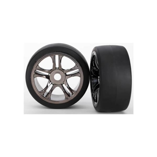 Traxxas kolo, disk Split-Spoke černý chrom, pneu slick S1 (2) (zadní)