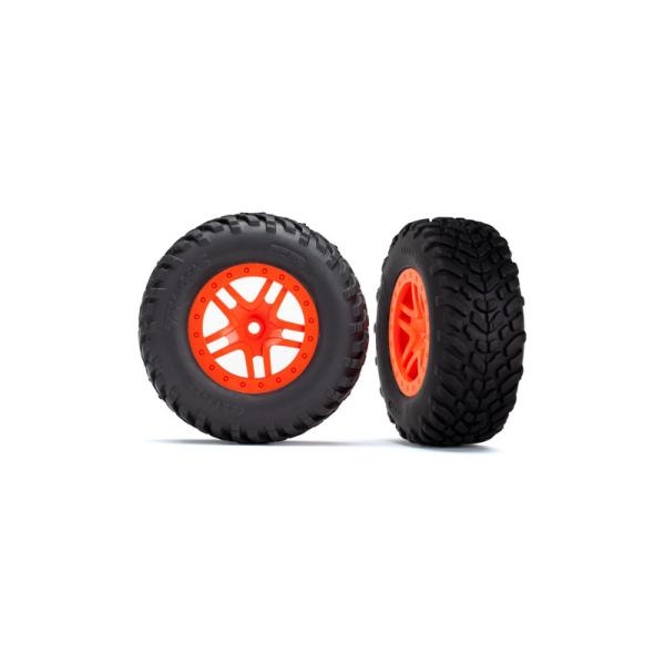 Traxxas kolo 2.2/3.0", disk SCT Split-Spoke oranžový, pneu SCT (2)