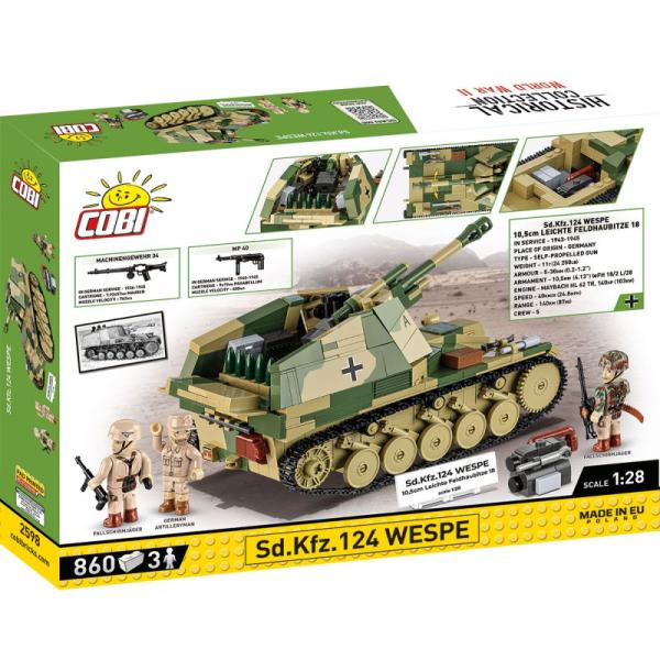 Cobi II WW Sd. Kfz. 124 WESPE 10,5 cm Leichte Feldhaubitze 18, 1:28, 855 k, 3 f